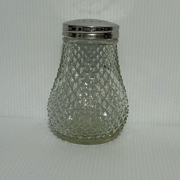 Vintage Glass Sugar Shaker Diamond Point Dispenser 4.5” - Picture 2 of 6